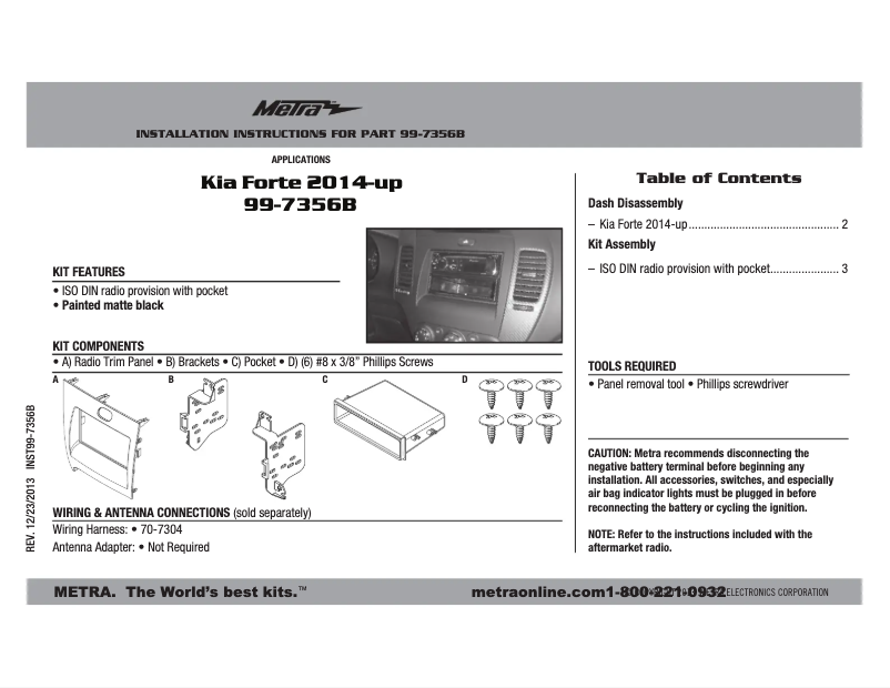 Page n°1 - Mode d'emploi Metra 99-7356B