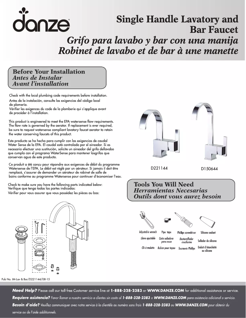 Page 1 de la notice Manuel utilisateur Danze D150644
