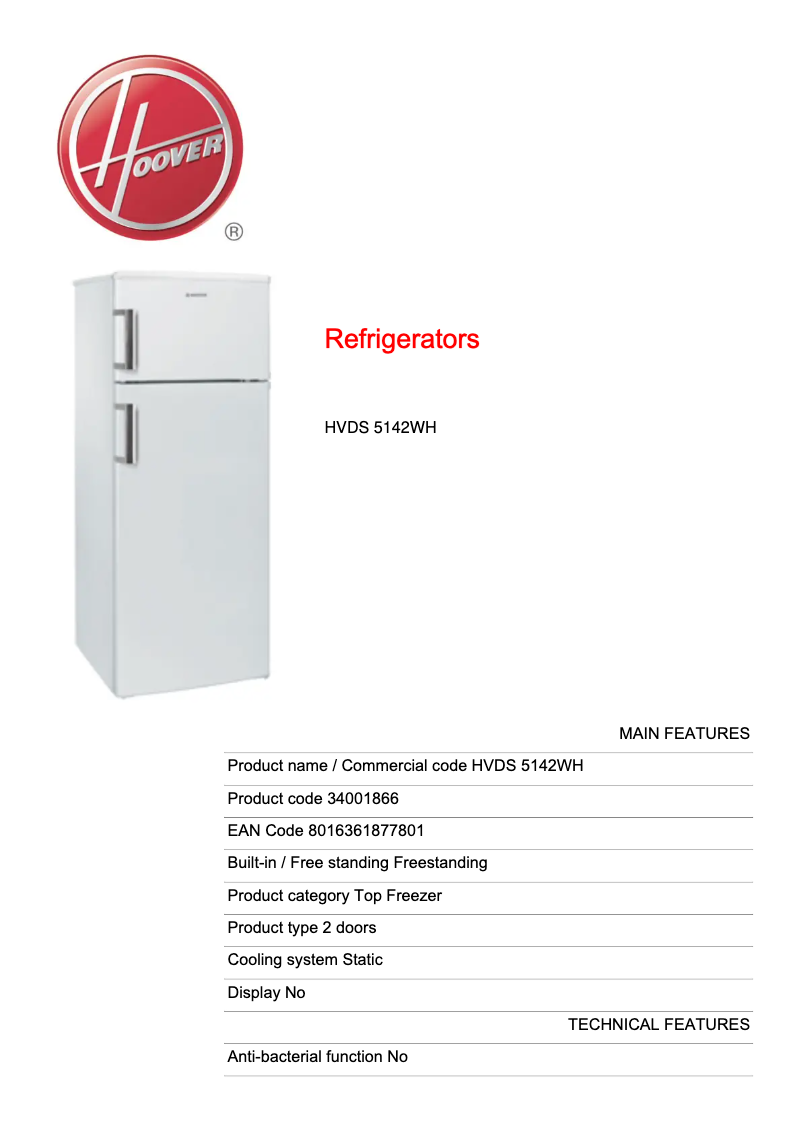 Image de la première page du manuel de l'appareil HVDS 5142WH