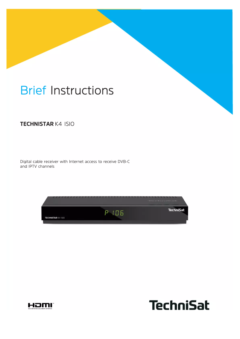 Page 1 de la notice Manuel utilisateur TechniSat Technistar K4 ISIO