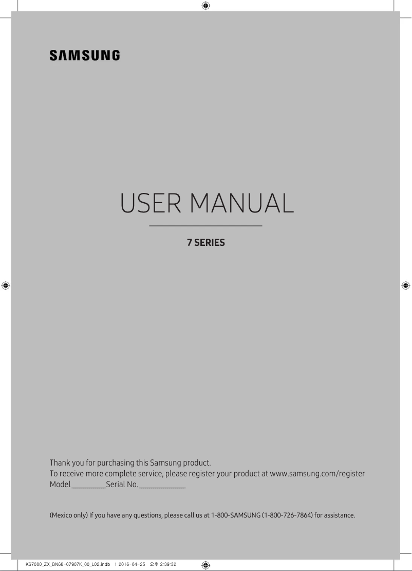 Image de la première page du manuel de l'appareil UN55KS7000F