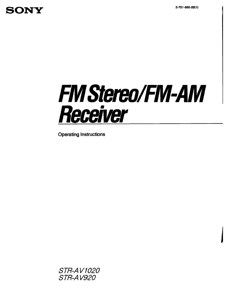 Page 1 de la notice Manuel utilisateur Sony STR-AV1020