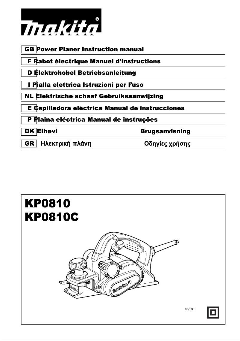 Page 1 de la notice Manuel utilisateur Makita KP0810K