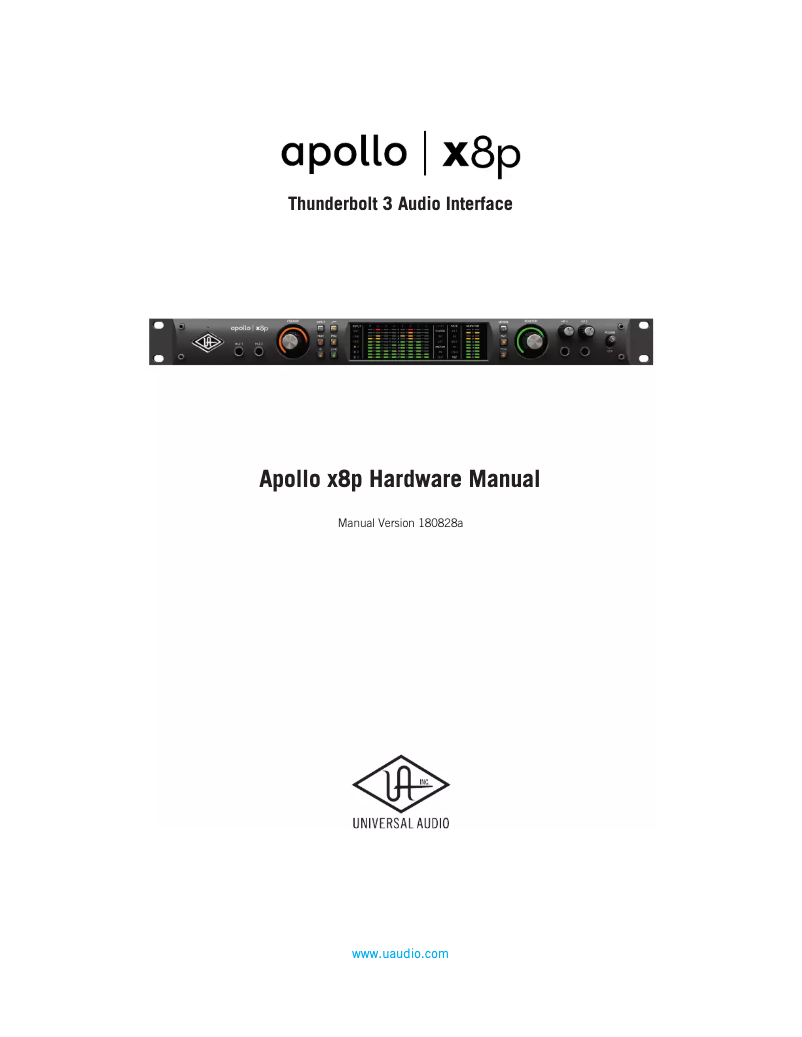 Page 1 de la notice Manuel utilisateur Universal Audio Apollo x8p