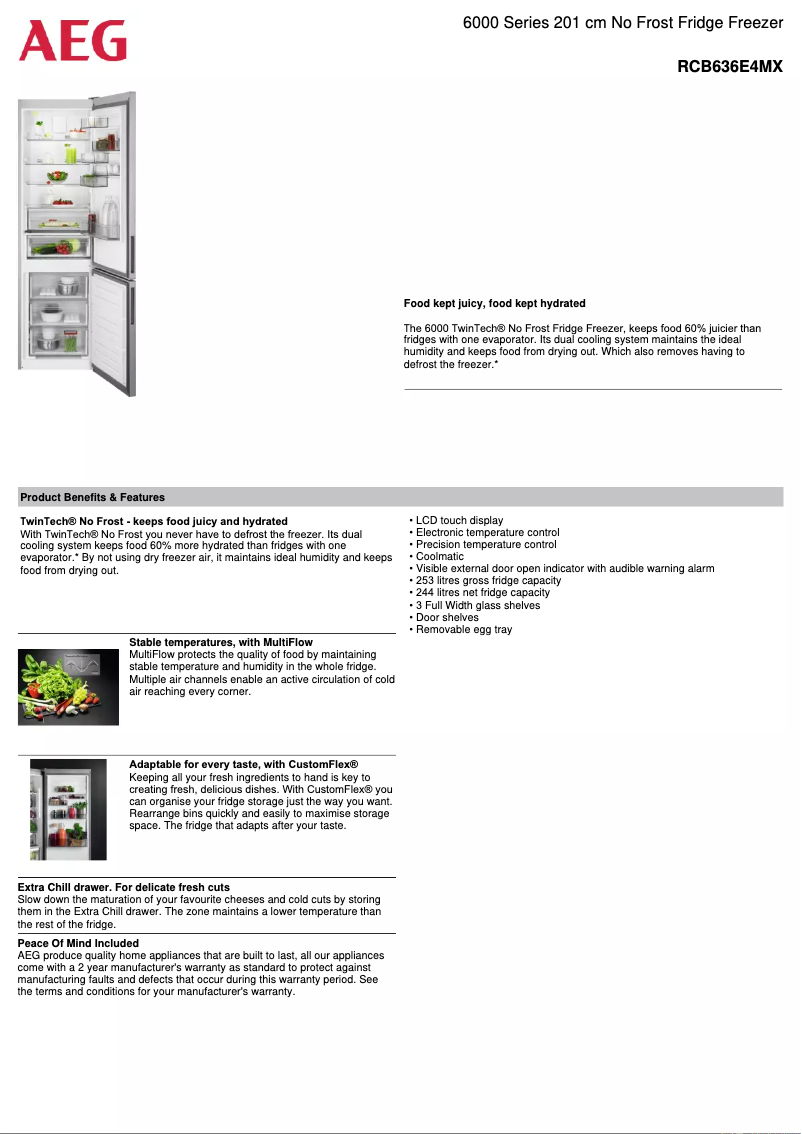 Page 1 de la notice Fiche technique AEG RCB636E4MX