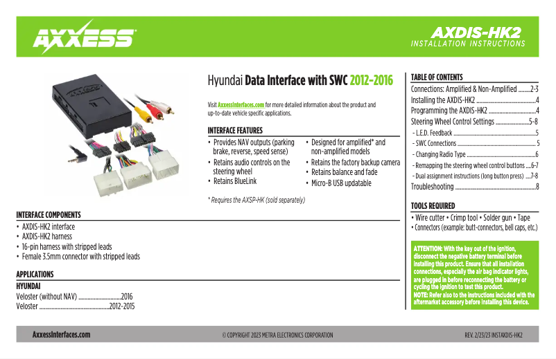 Page 1 de la notice Manuel utilisateur AXESS AXDIS-HK2