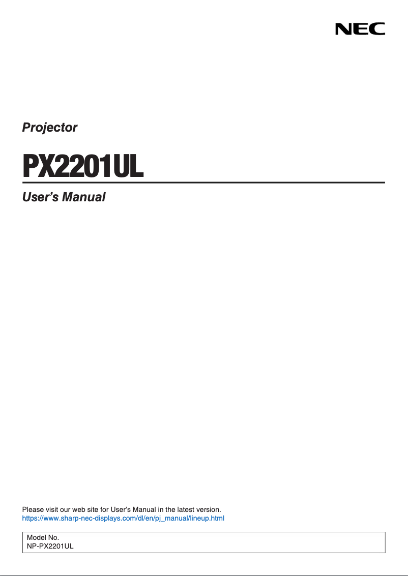 Page n°1 - Manuel utilisateur Sharp PX2201UL