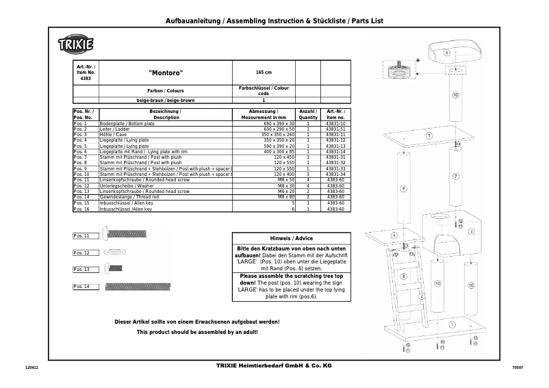 Page 1 de la notice Manuel utilisateur Trixie Montoro