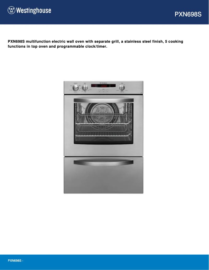 Page n°1 - Manuel utilisateur Westinghouse PXN698S