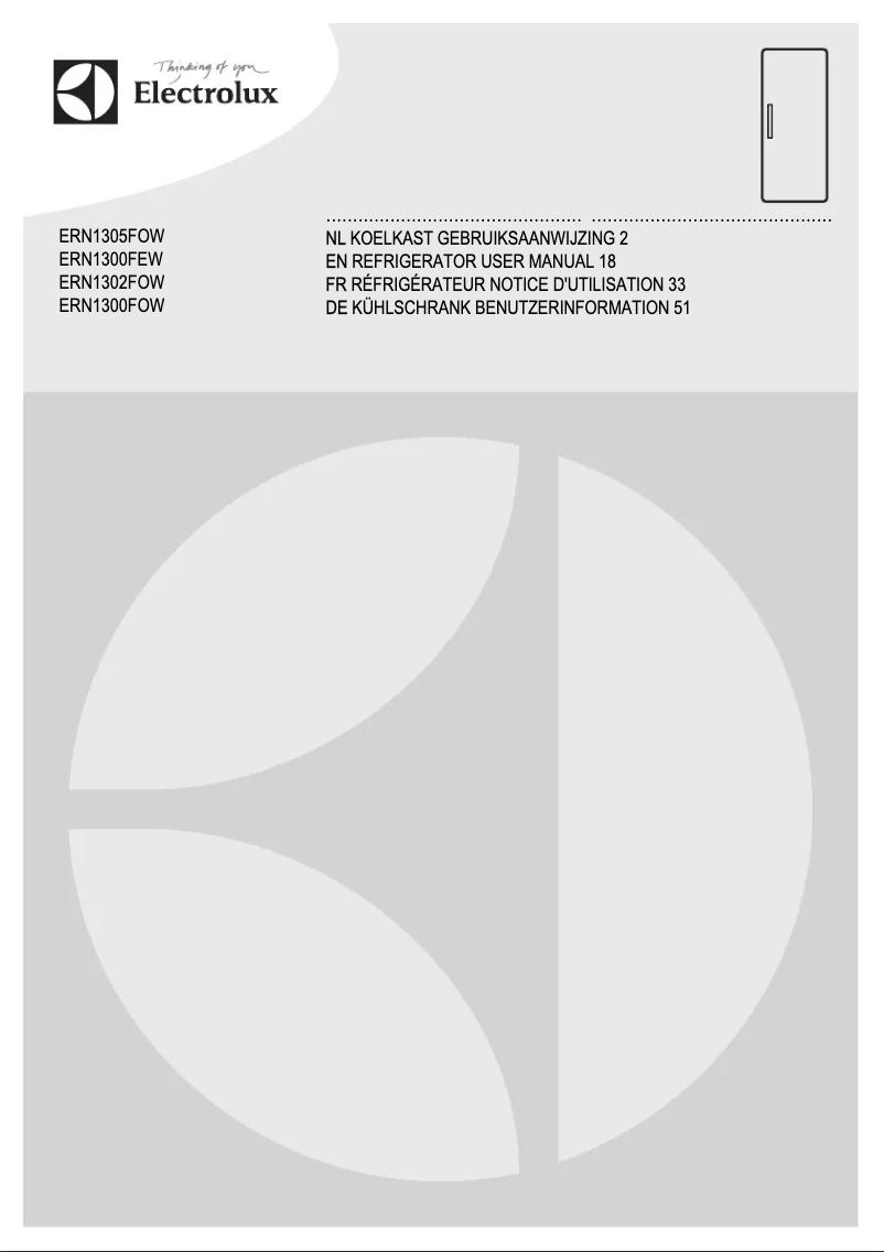 Page 1 de la notice Manuel utilisateur Electrolux ERN1300FOW