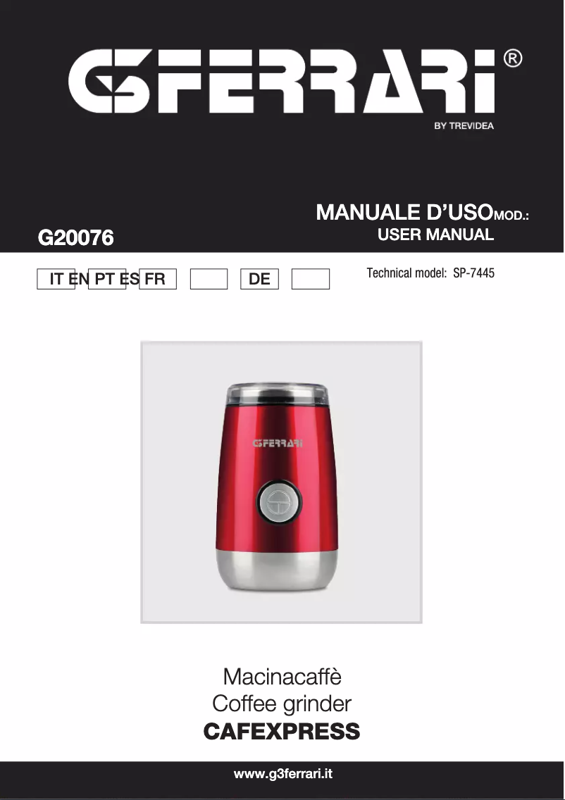 Image de la première page du manuel de l'appareil Cafexpress G20076