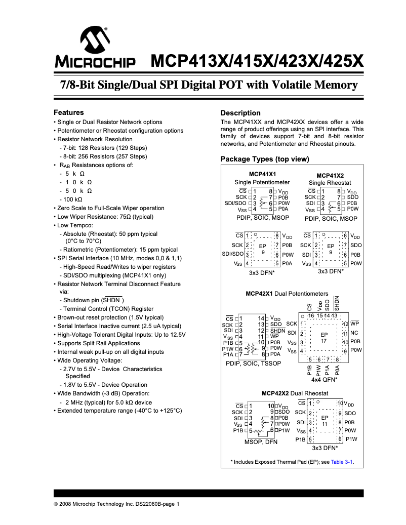 Image de la première page du manuel de l'appareil mcp4152