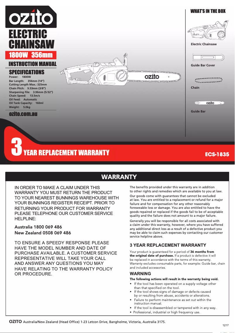 Image de la première page du manuel de l'appareil ECS-1835
