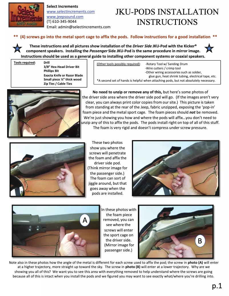 Page n°1 - Manuel utilisateur Select Increments JKU-Pods
