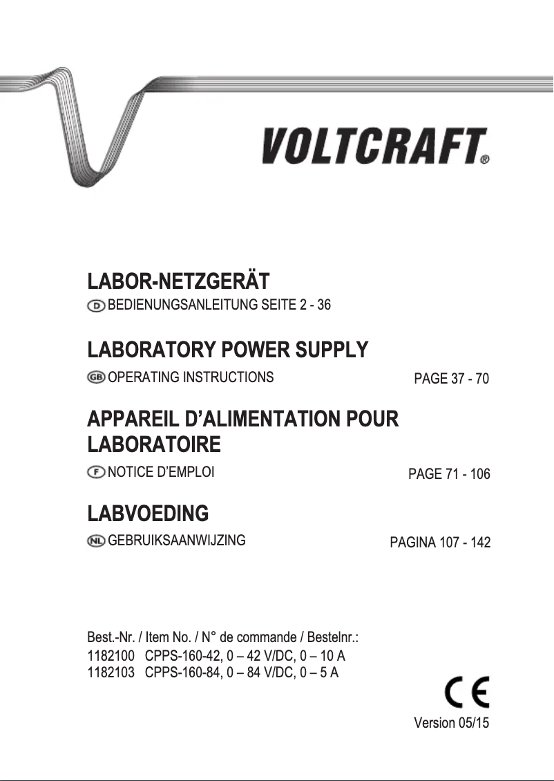 Page n°1 - Manuel utilisateur Voltcraft CPPS-160-42