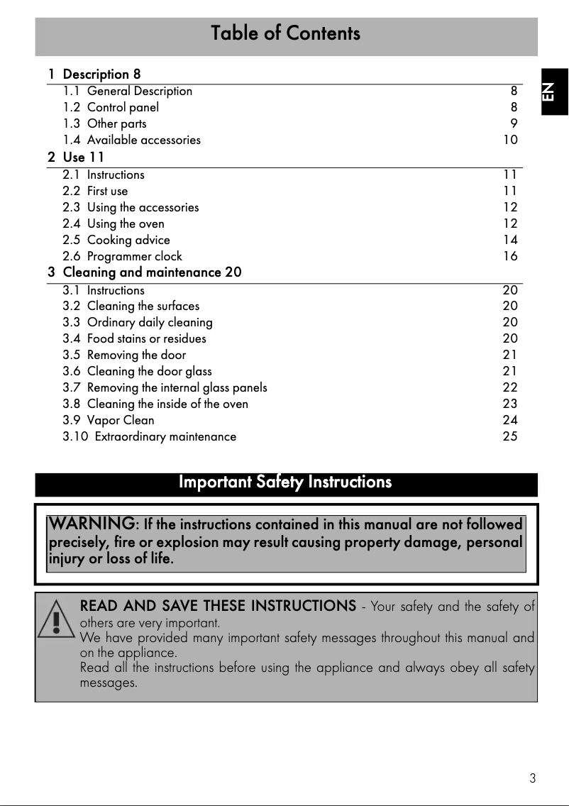 Page 1 de la notice Manuel utilisateur Smeg SF399XU