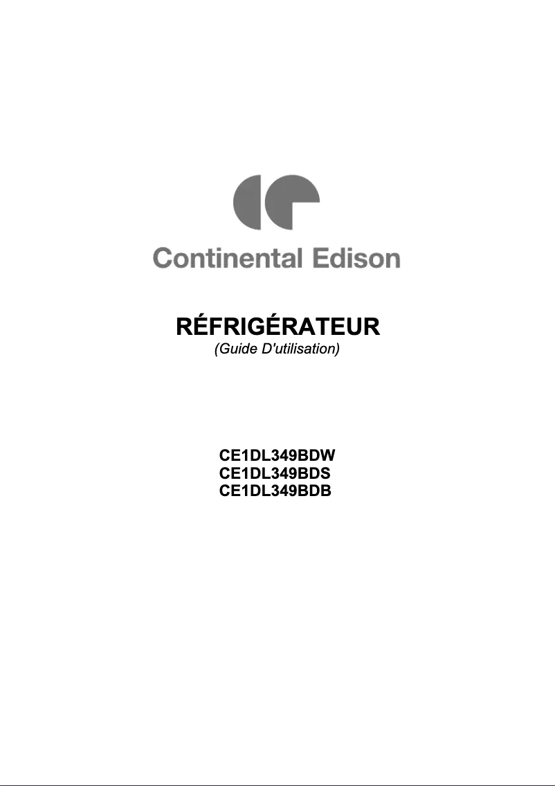 Page n°1 - Manuel utilisateur Continental Edison CE1DL349BDW