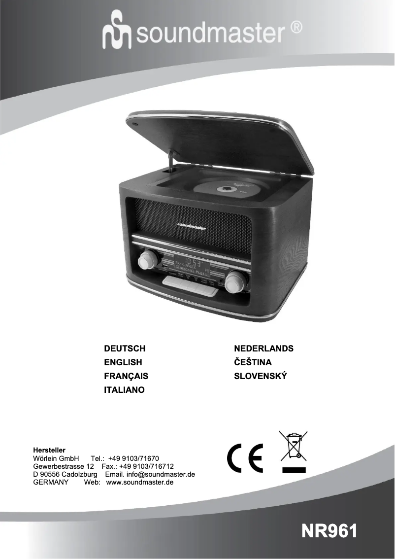 Page n°1 - Manuel utilisateur Soundmaster NR961