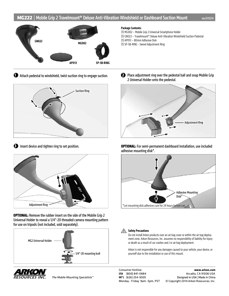 Page 1 de la notice Manuel utilisateur Arkon MG222