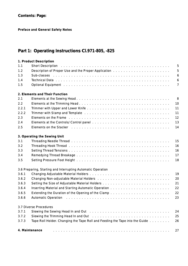 Page n°1 - Manuel utilisateur Dürkopp Adler 971-805