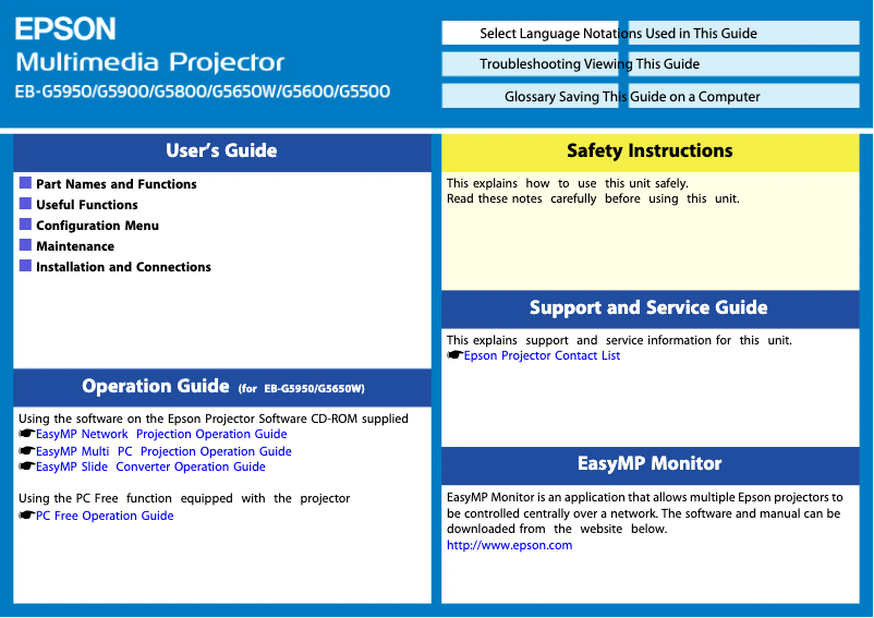 Image de la première page du manuel de l'appareil EB-G5600NL