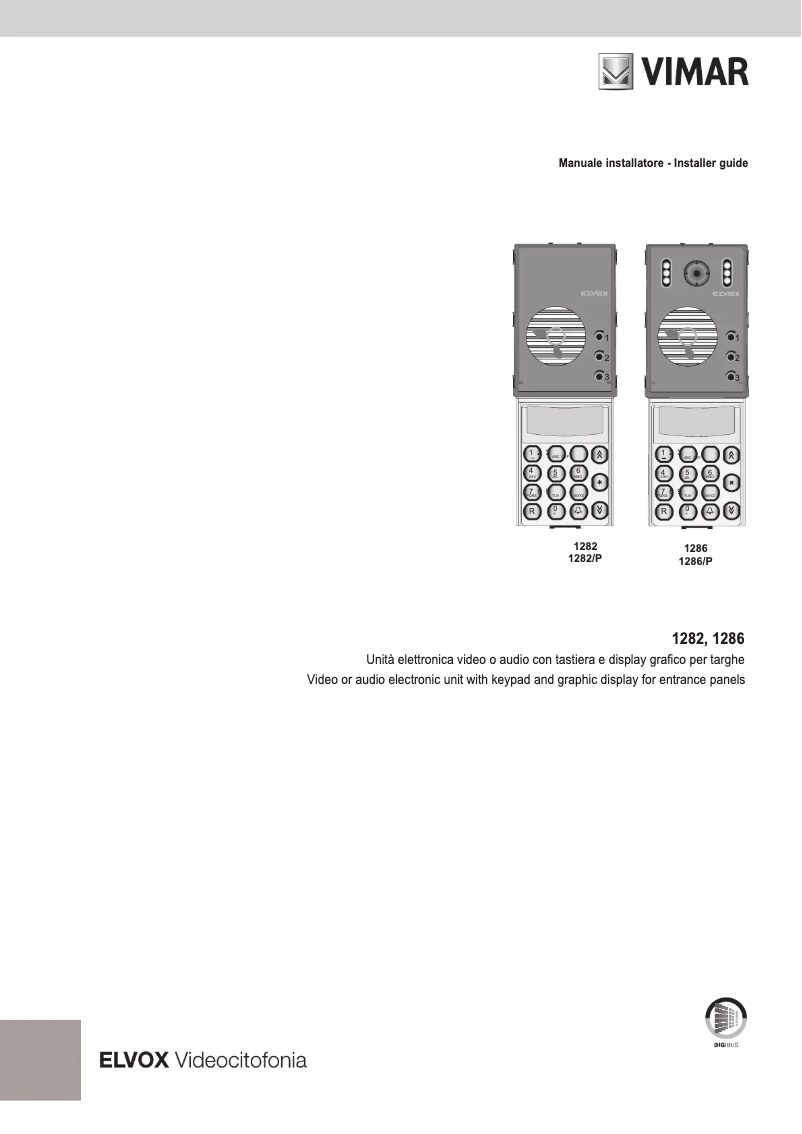 Page n°1 - Manuel utilisateur Vimar ELVOX 1282