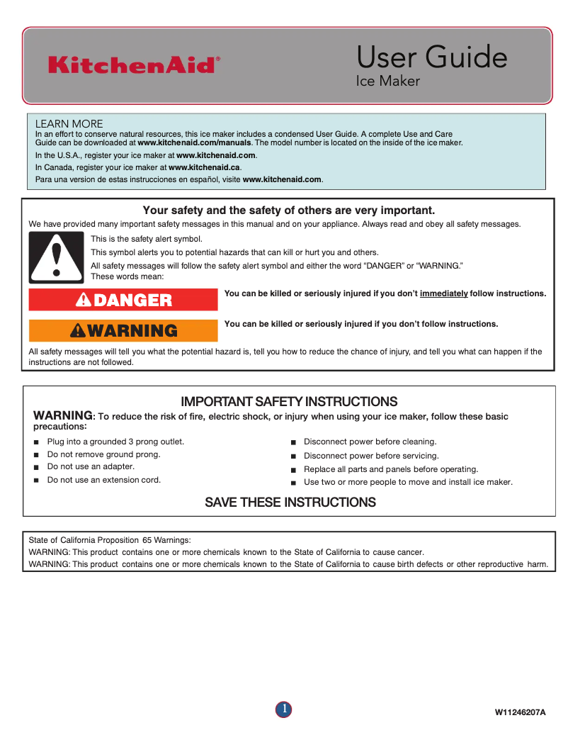 Page 1 de la notice Mode d'emploi KitchenAid KUID508HBL