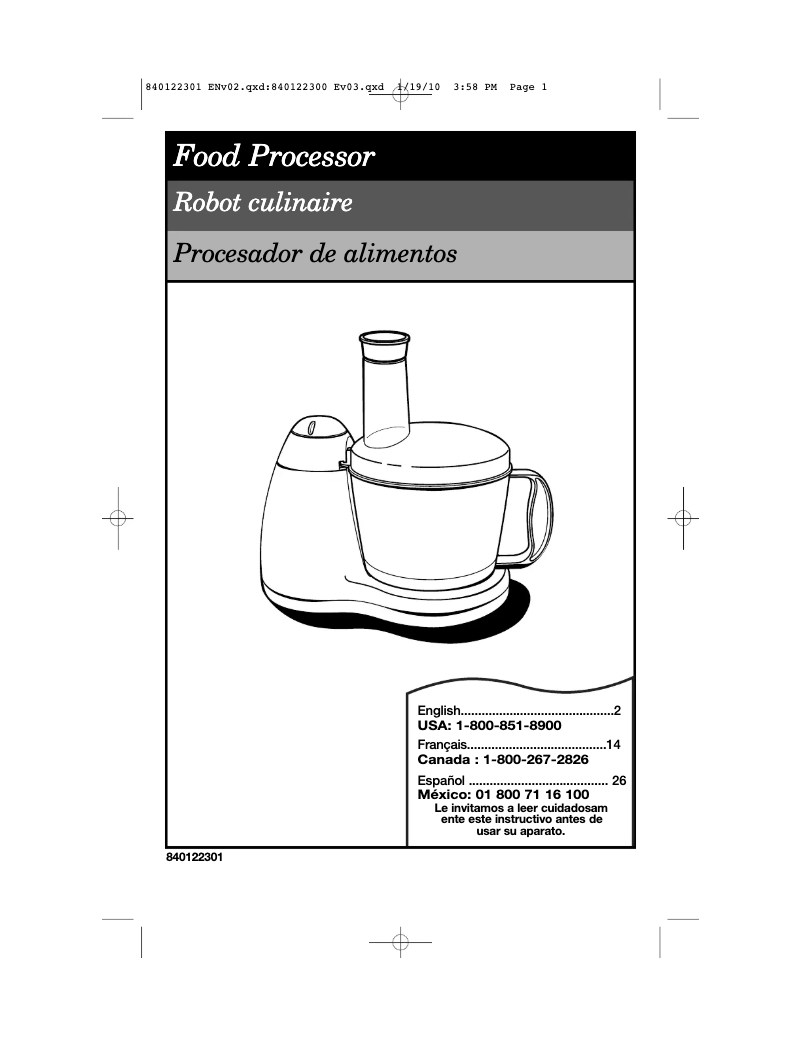 Page 1 de la notice Mode d'emploi Hamilton Beach 70450