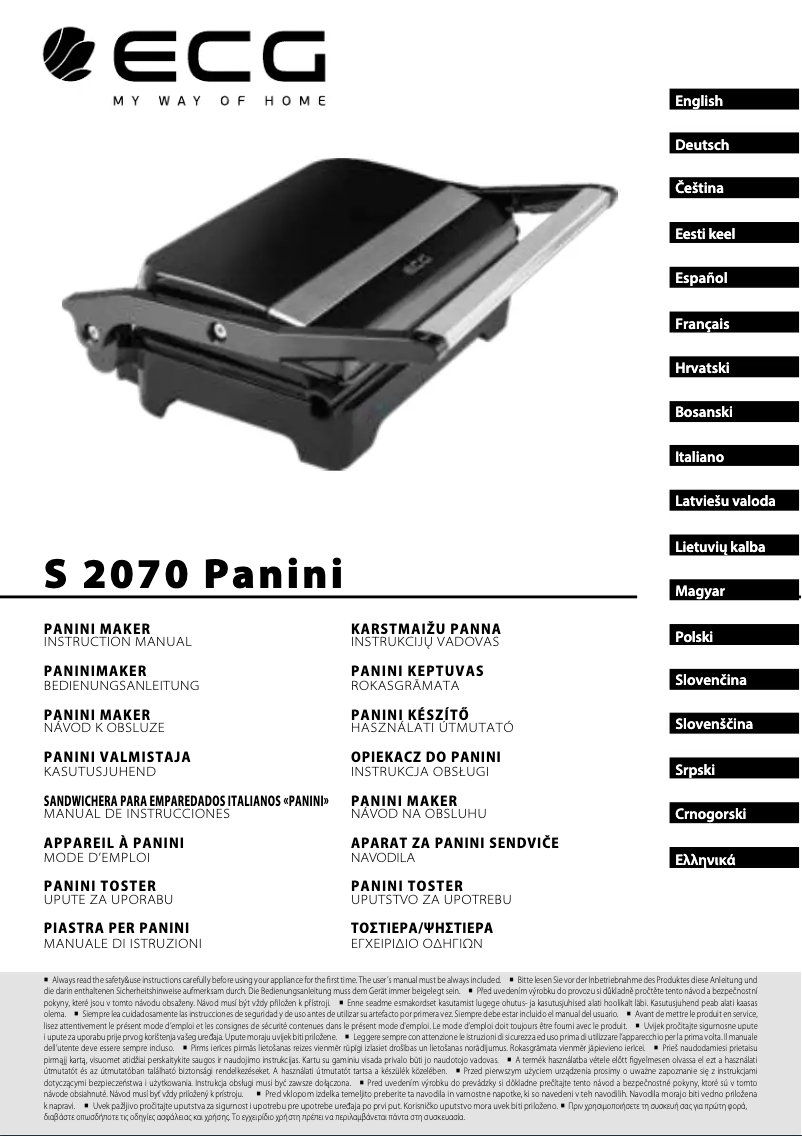 Imagen de la primera página del manual del dispositivo S 2070 Panini