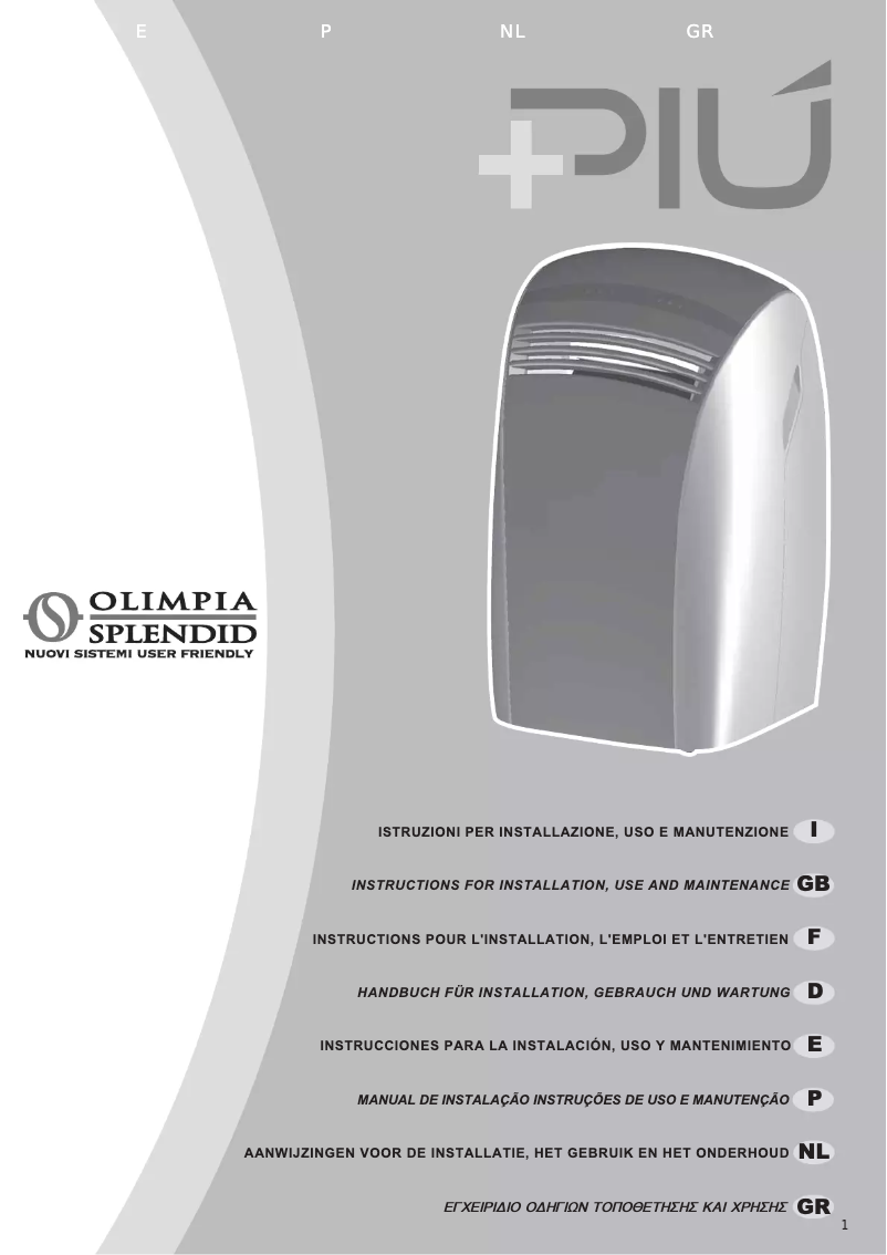 Page 1 de la notice Manuel utilisateur Olimpia Splendid Più Cube