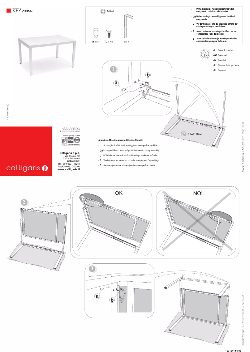 Page n°1 - Manuel utilisateur Calligaris .com KEY
