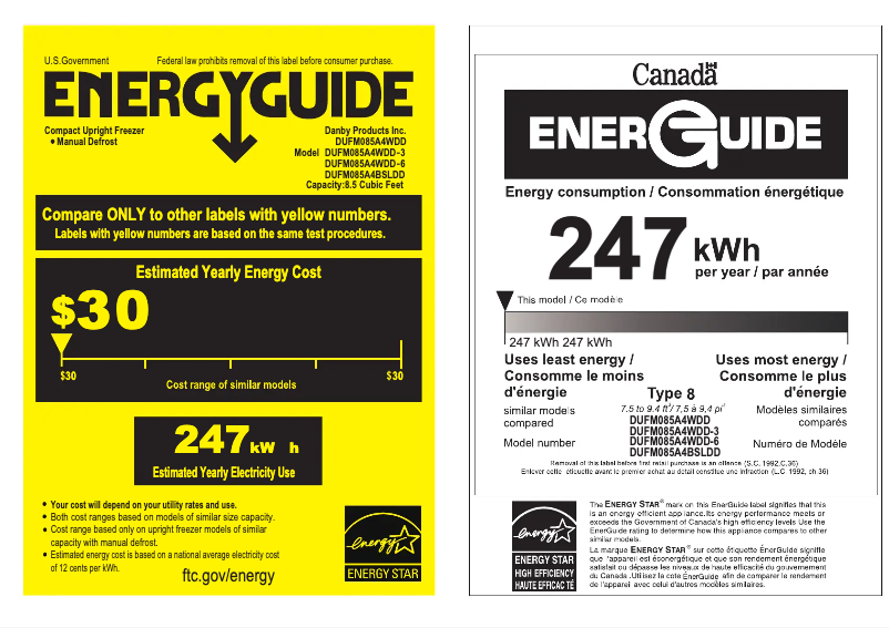 Página 1 del manual Etiqueta energética Danby DUFM085A4WDD