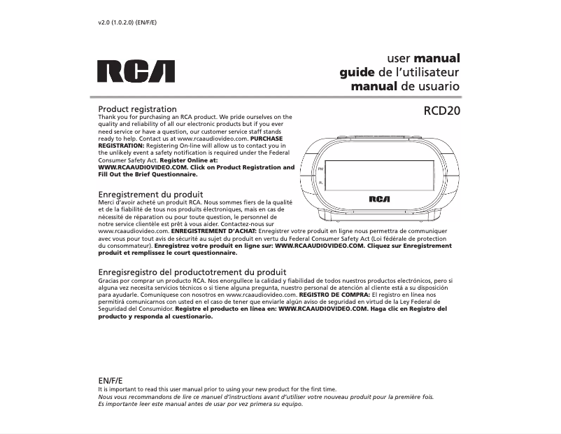 Image de la première page du manuel de l'appareil RCD20