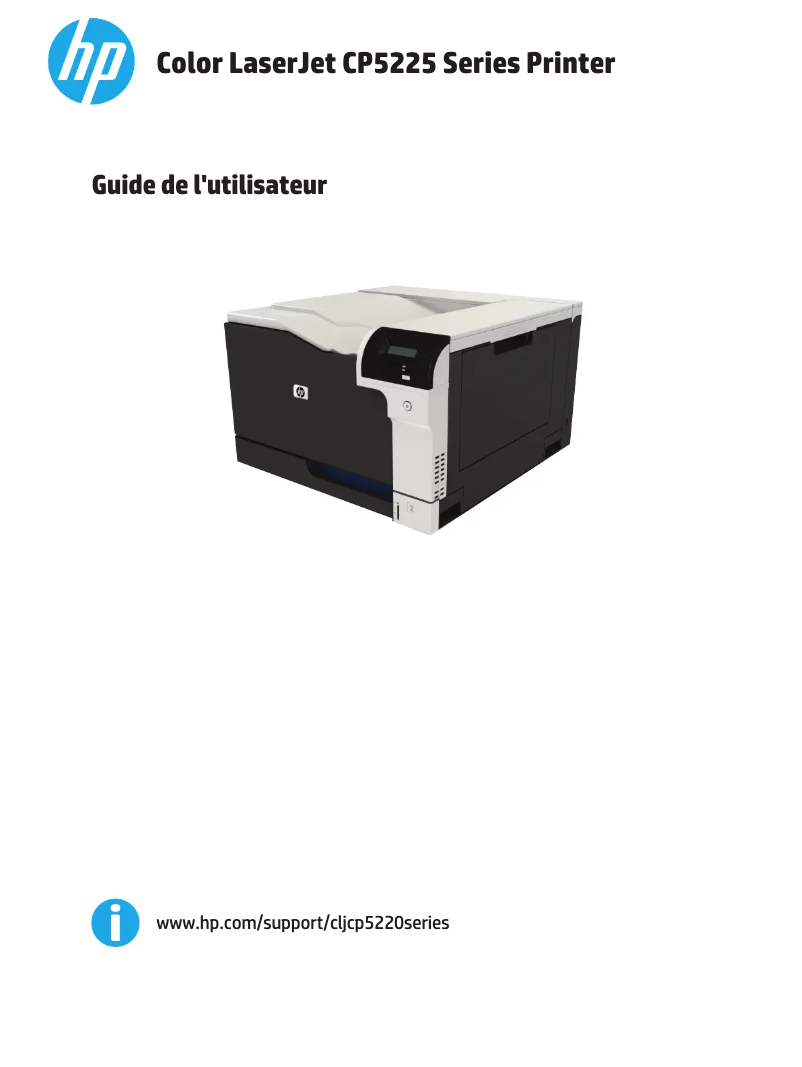 Image de la première page du manuel de l'appareil Color LaserJet CP5225