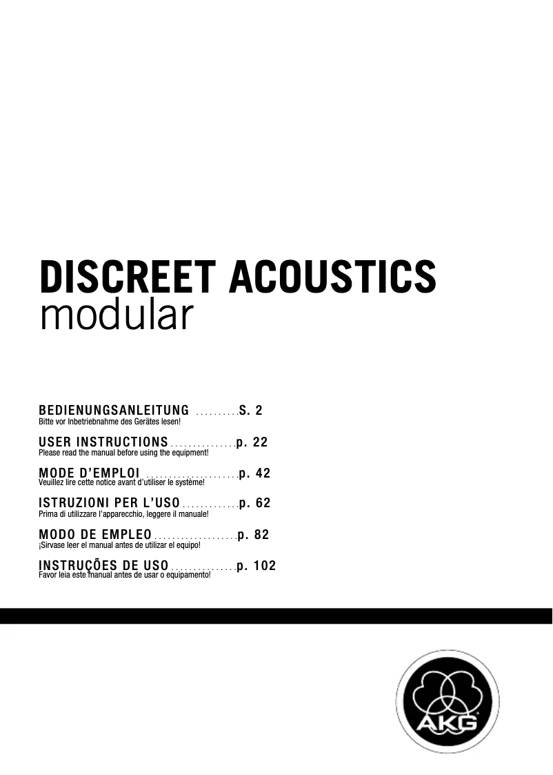 Page 1 de la notice Manuel utilisateur AKG CK32