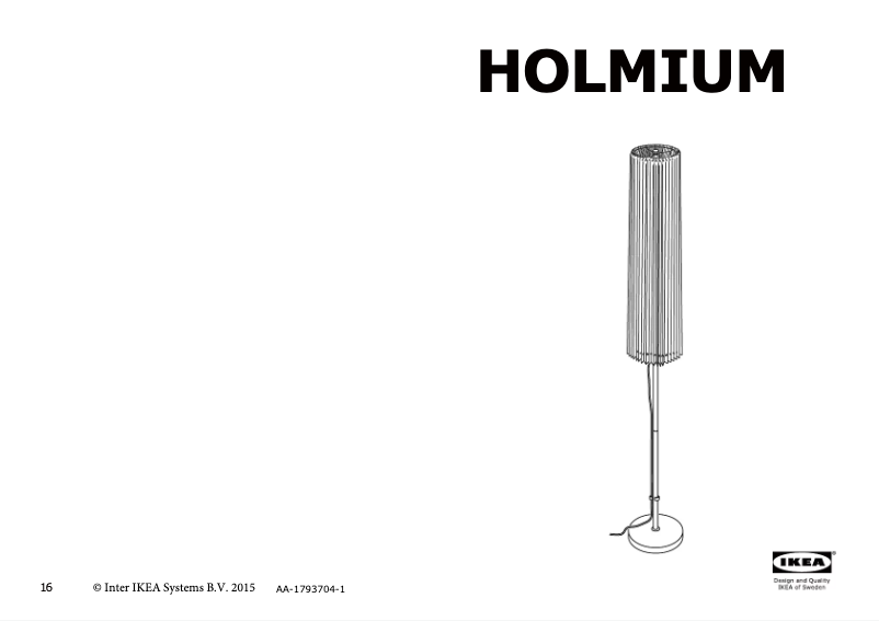 Page 1 de la notice Manuel utilisateur Ikea HOLMIUM