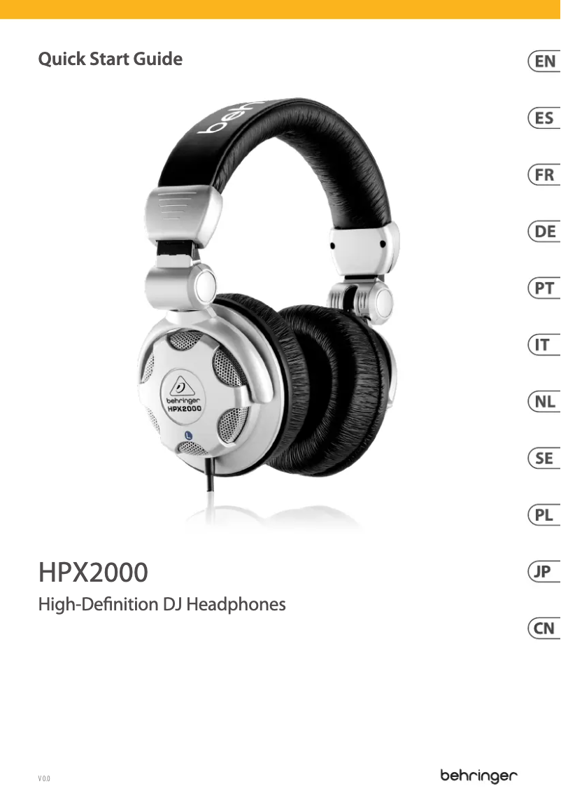 Page 1 de la notice Guide de démarrage rapide Behringer HPX2000