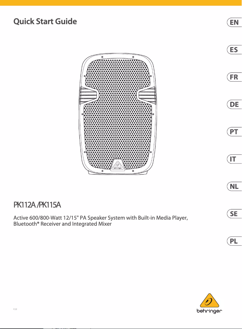 Página 1 del manual Manual de usuario Behringer PK115A