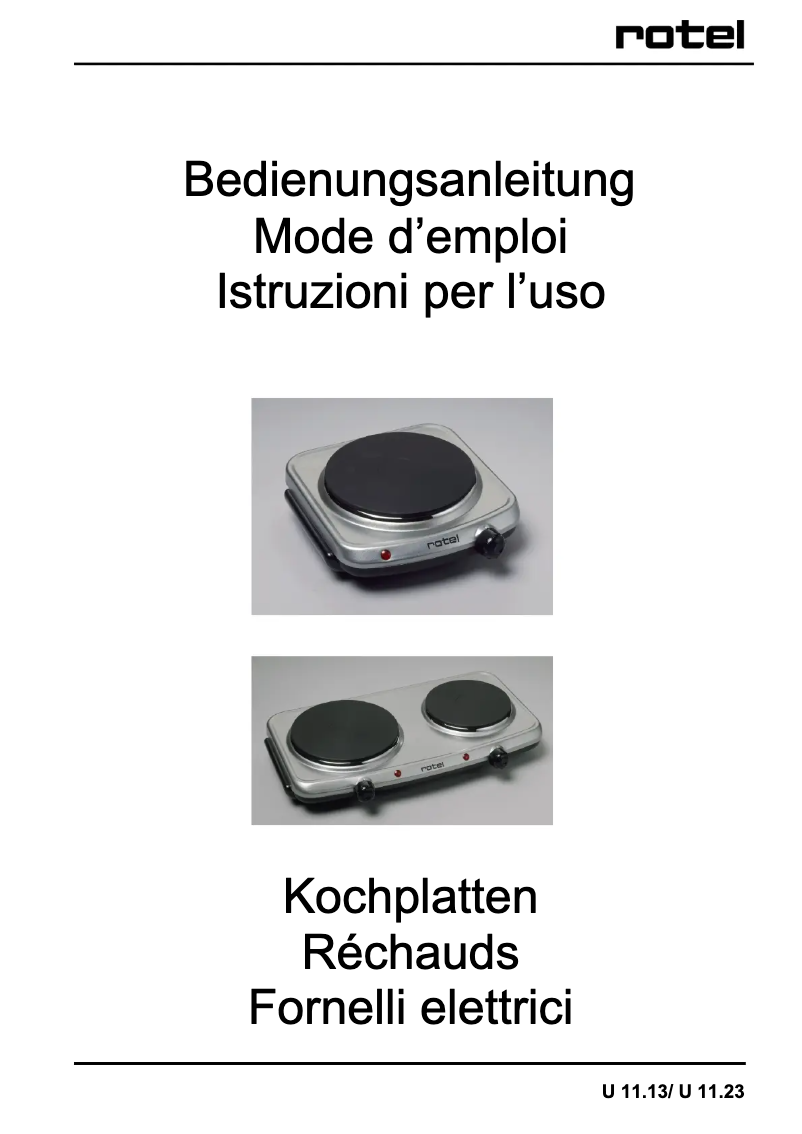 Page 1 de la notice Manuel utilisateur Rotel U 11.13CH