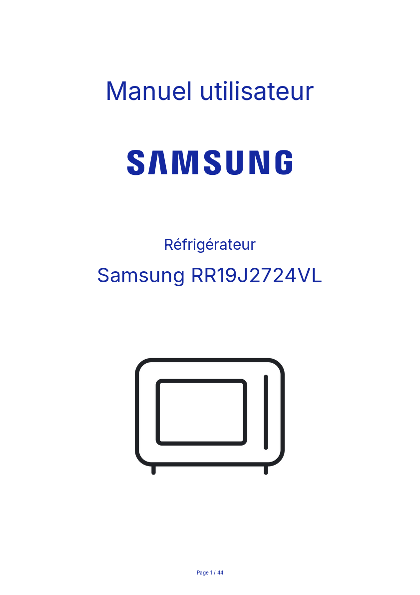 Page n°1 - Manuel utilisateur Samsung RR19J2724VL