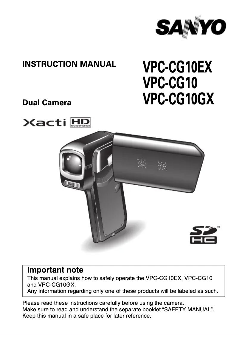 Page n°1 - Manuel utilisateur Sanyo Xacti VPC-CG10EX