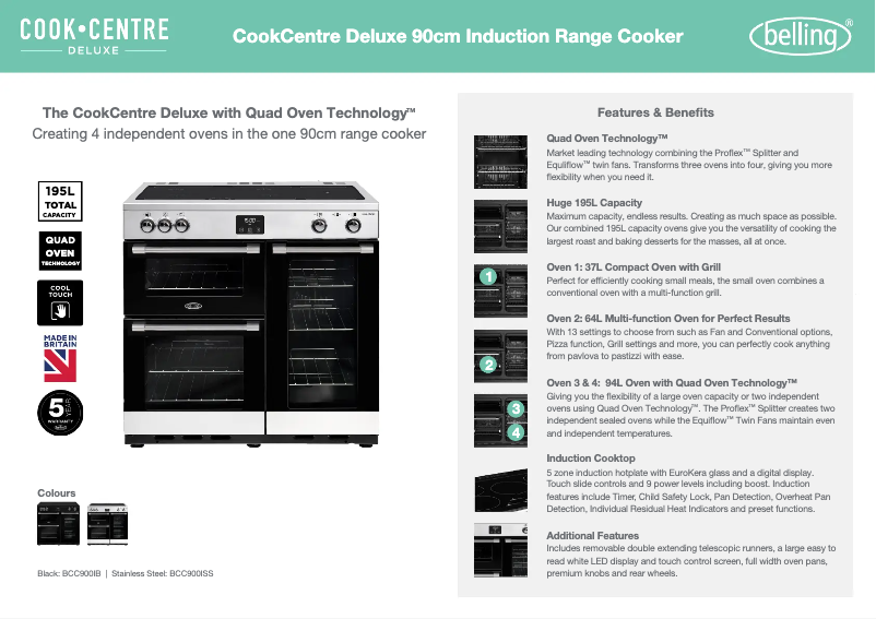 Page 1 de la notice Fiche technique Belling BCC900IB