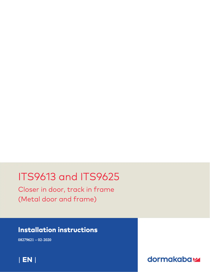 Page 1 de la notice Manuel utilisateur Dormakaba ITS 96