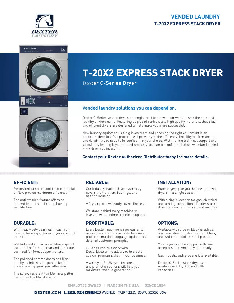 Page n°1 - Fiche technique Dexter Laundry T-20x2