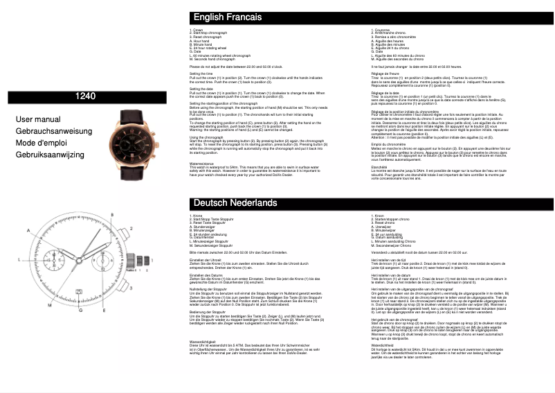 Page n°1 - Manuel utilisateur Davis 1240