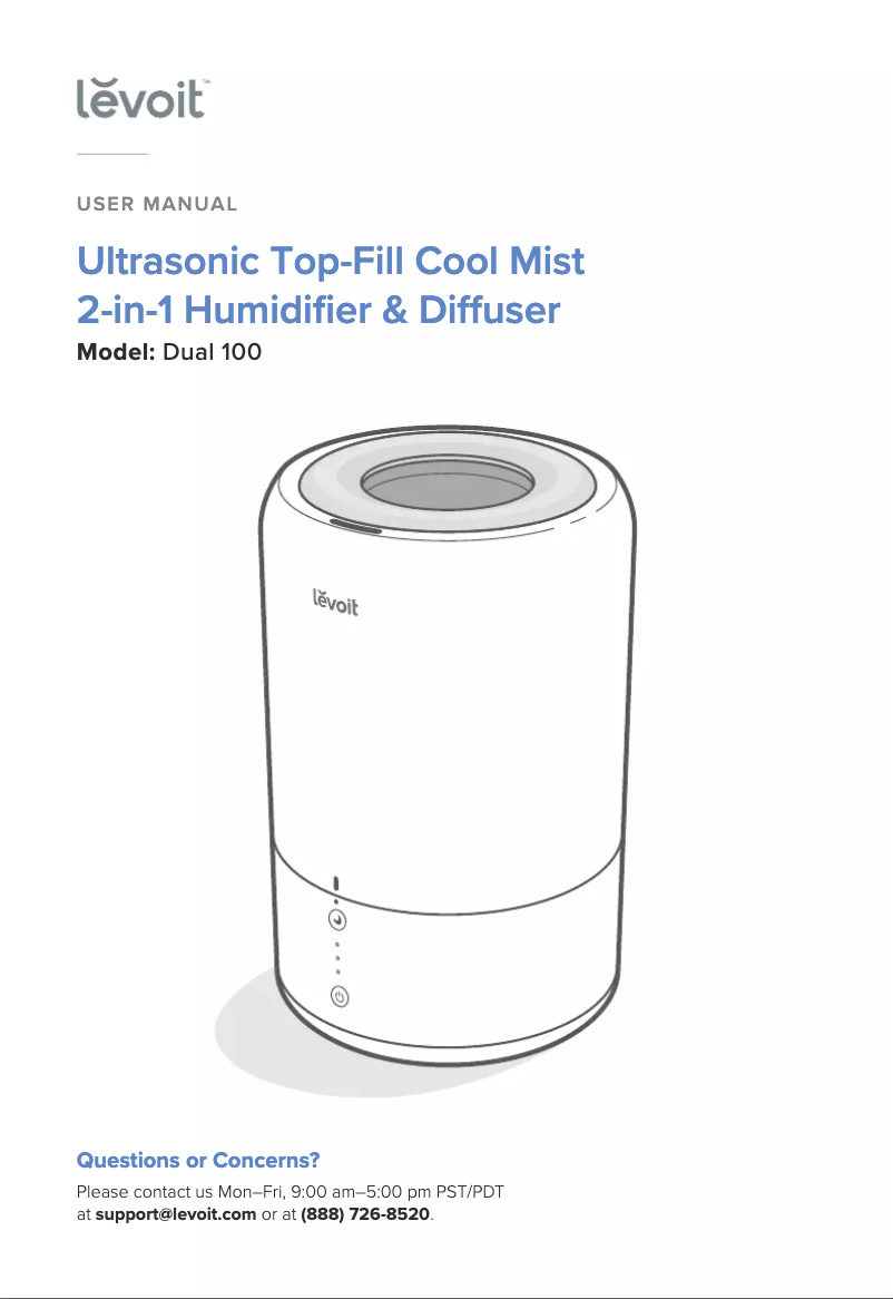 Page 1 de la notice Manuel utilisateur Levoit Dual 100