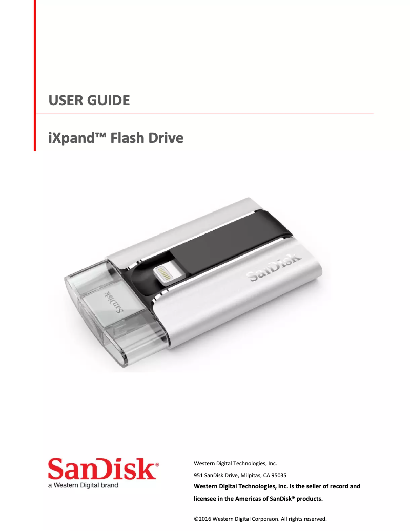 Page n°1 - Manuel utilisateur Sandisk iXpand 2.0