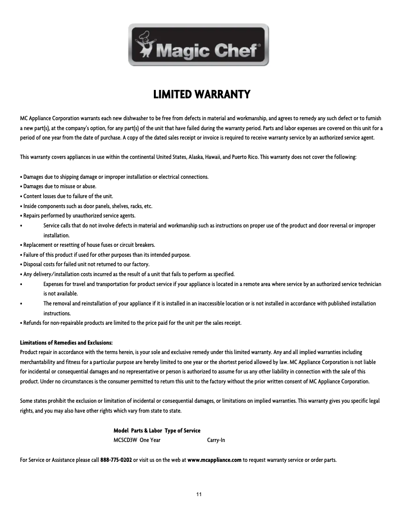 Image de la première page du manuel de l'appareil MCSCD3W