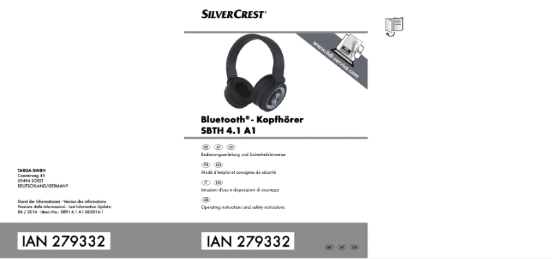 Page n°1 - Manuel utilisateur SilverCrest SBTH 4.1 A1