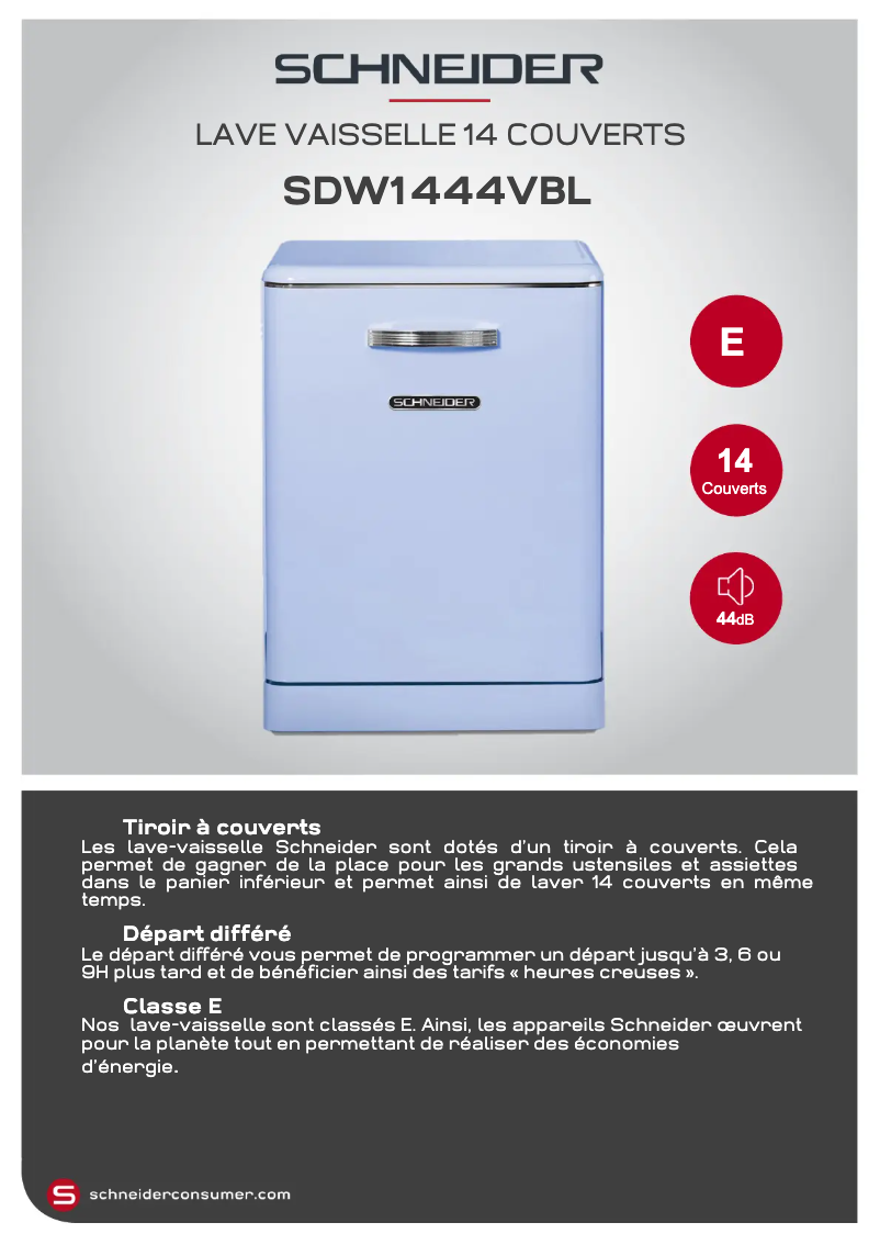 Page n°1 - Fiche technique Schneider SDW1444VBL